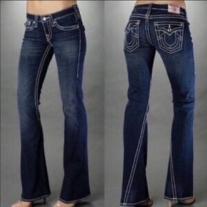 True Religion JOEY Flare Raw Hem Jeans Size 27